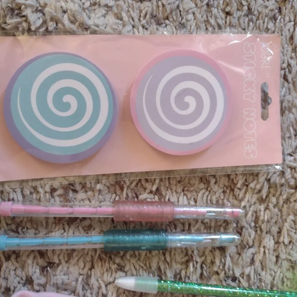 NEW lot of 6 school supplies - pencil case, sticky notes, pens, pencils